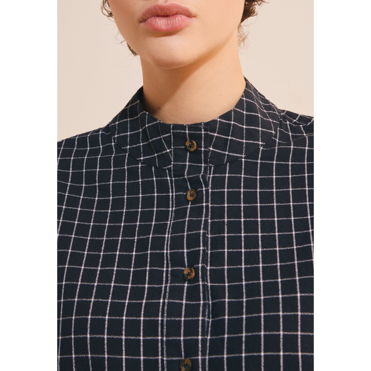 Chemise courte boxy à carreaux CLOTHERE CRX marine, ETAM