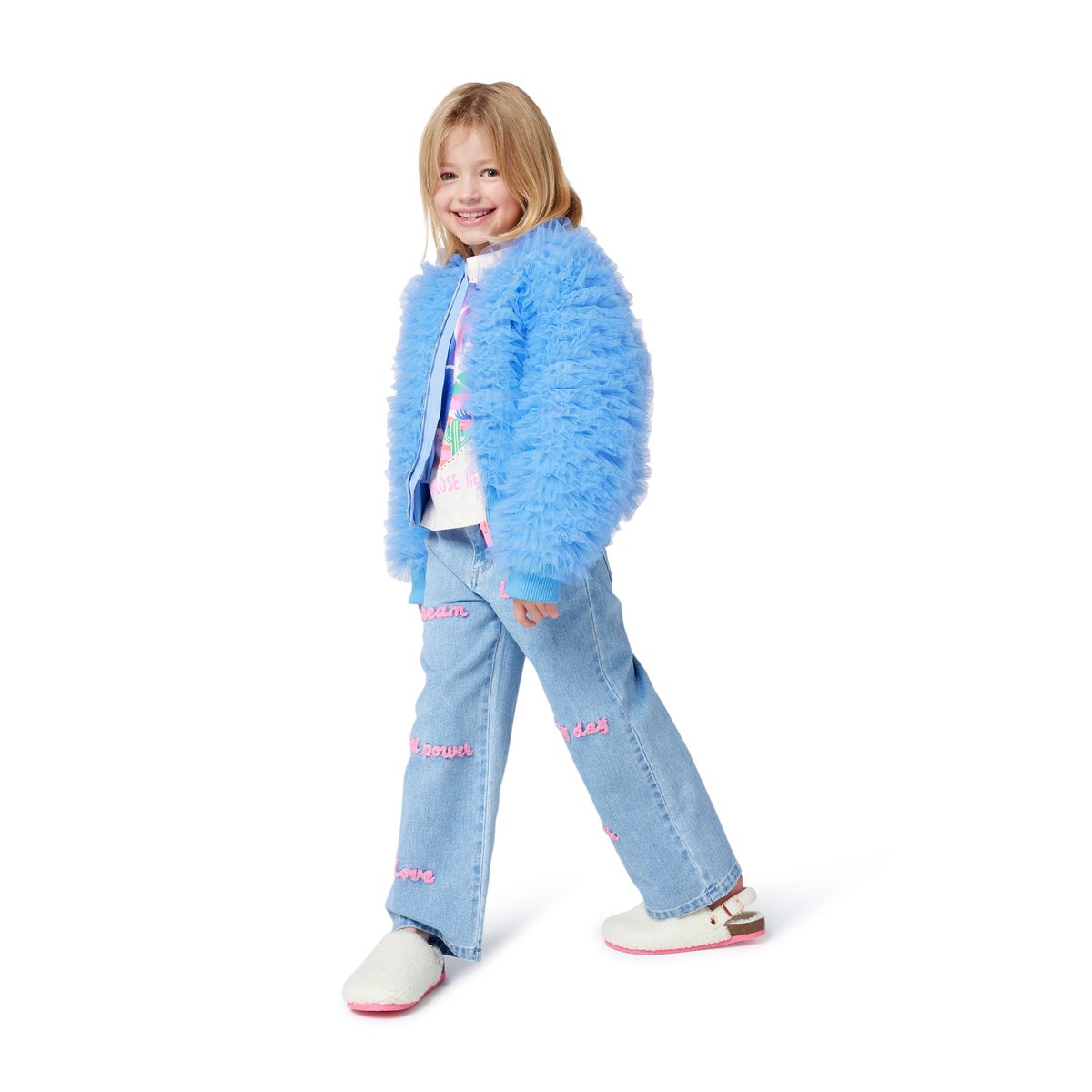 Pantalon en denim brodé double stone+bleach, BILLIEBLUSH