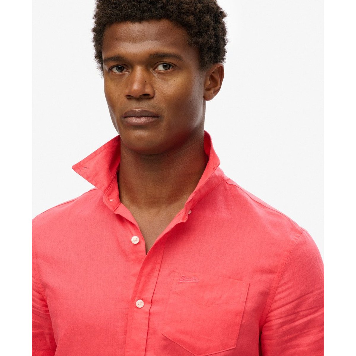 Chemise Manches Courtes Coupe Décontractée rose paradis, SUPERDRY