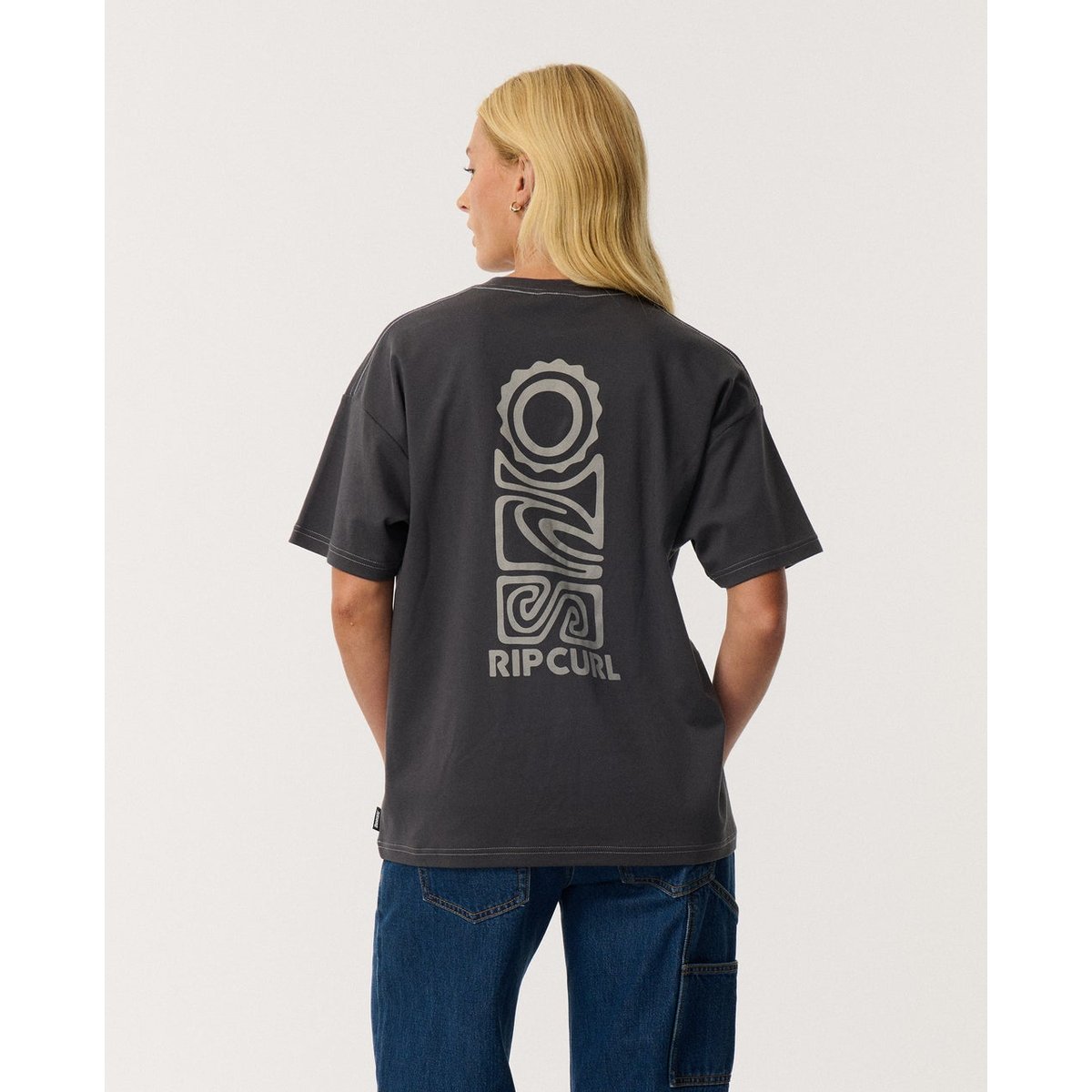 T-shirt oversize SEARCH SERIES VAPORCOOL washed black, RIP CURL