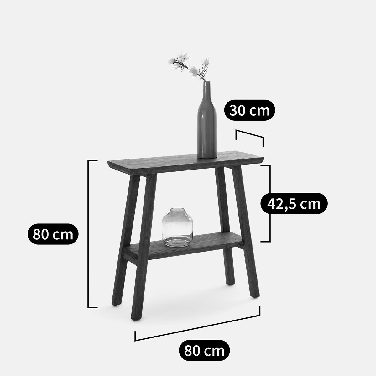 Console double plateau orme massif ASAYO naturel, LA REDOUTE INTERIEURS