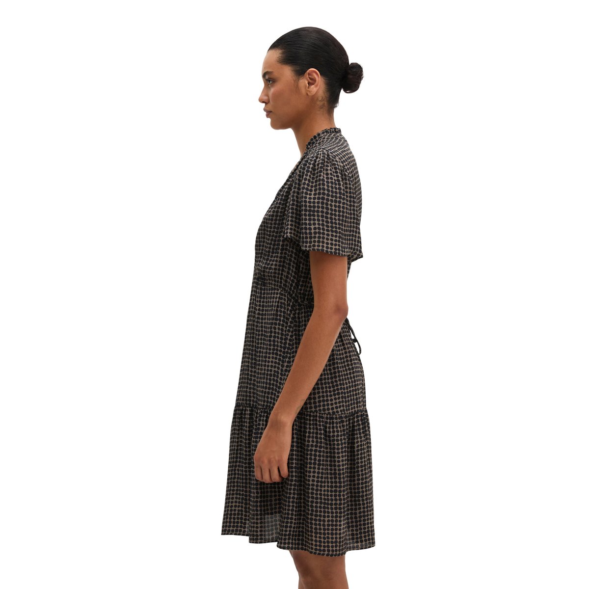 Robe courte coupe trapèze en viscose fluide marron, MARC O'POLO