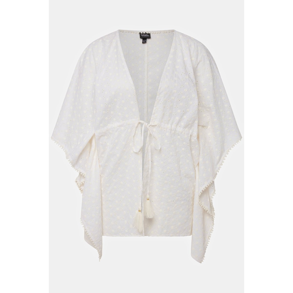 Blouse style kimono oversized à manches 3/4. blanc neige, ULLA POPKEN