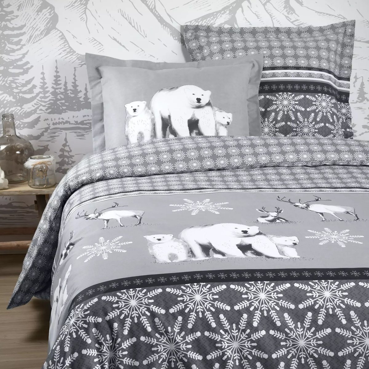 Parure de lit Collection Aigueblanche gris, EDEN