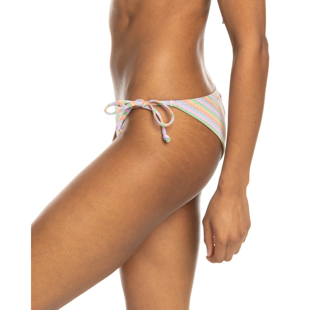 Bas de maillot de bain culotte bikini à nouer sur les côtés WAVY STRIPE. orange papaya wavy stripe s, ROXY