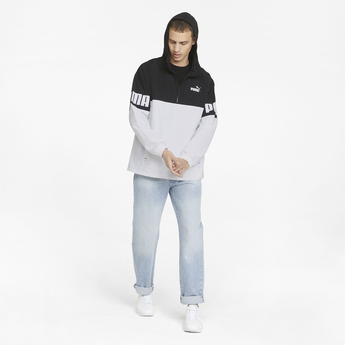 Veste à capuche demi zippée noir/blanc, PUMA