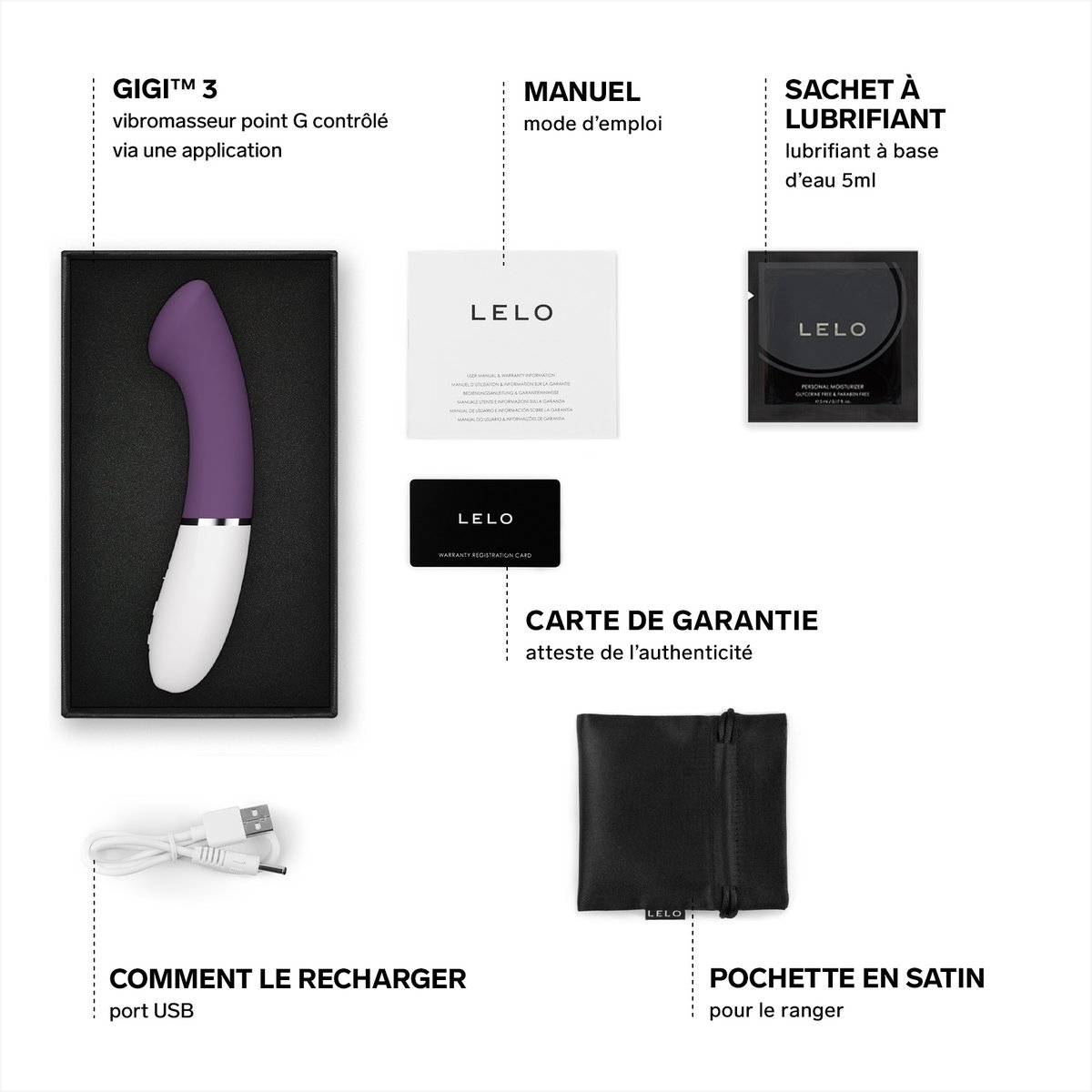 Vibromasseur Femme Point G avec Application Bluetooth, GIGI 3 plum, LELO