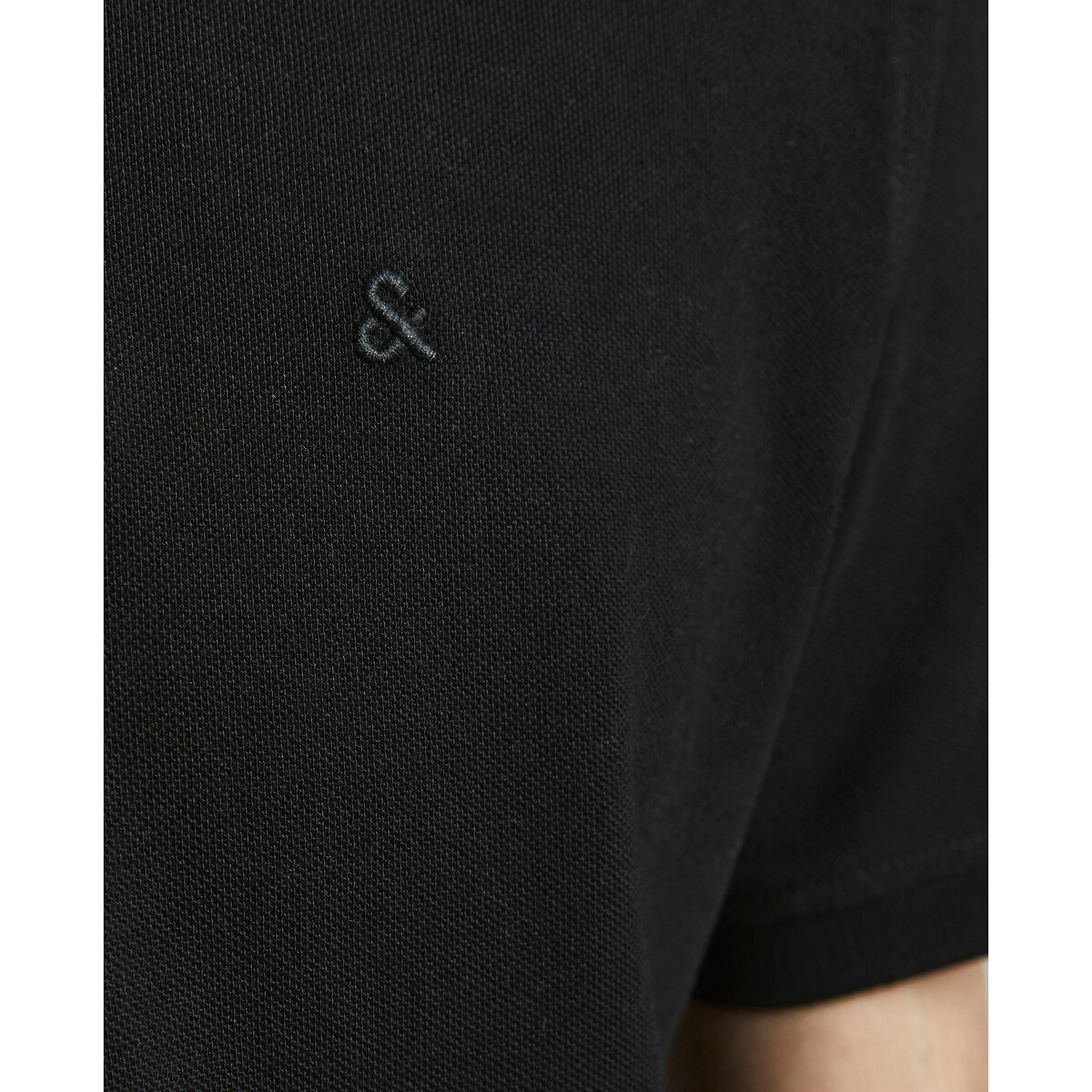 Polo manches courtes en maille piquée noir uni, JACK & JONES