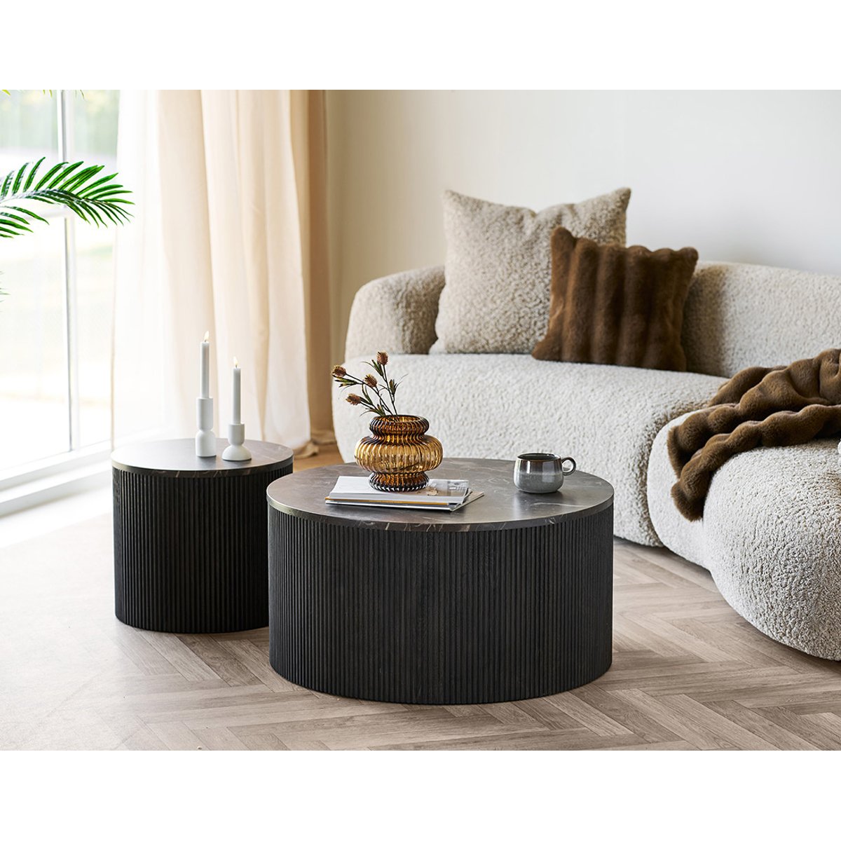 Table basse plateau effet marbre, FINN marron, BEST MOBILIER