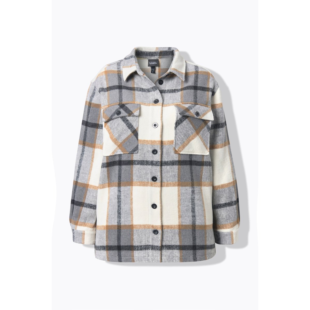 Surchemise à carreaux oversize gris graphite, ULLA POPKEN