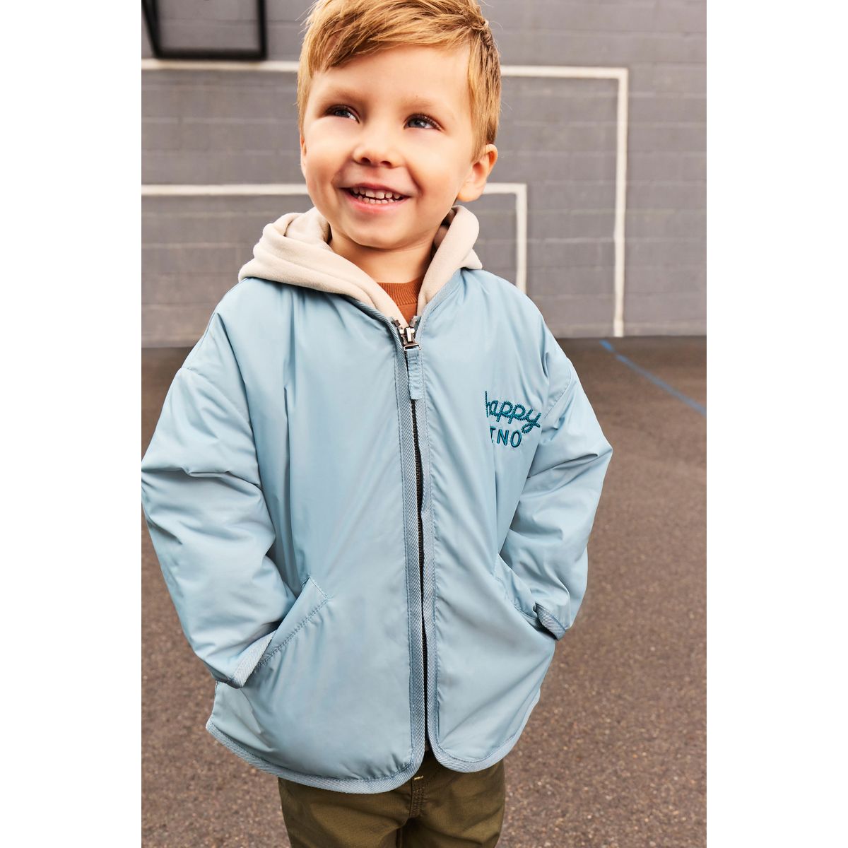 Veste déperlante brodée bleu clair, NEXT