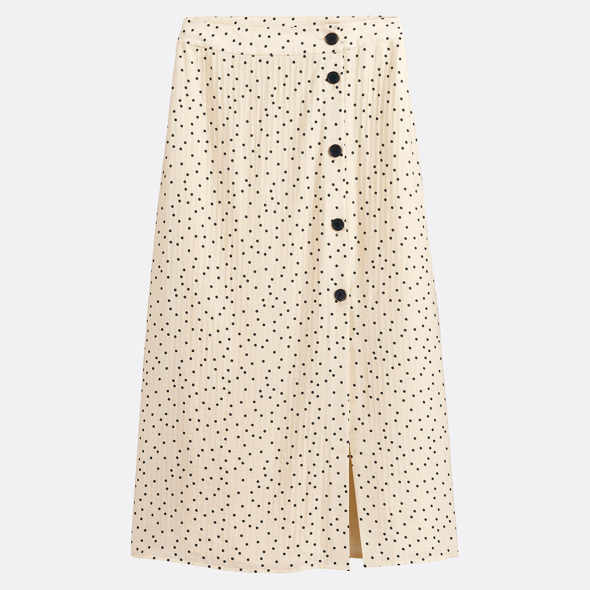 Jupe longue boutonnée imprimé pois imprimé pois fond écru, LA REDOUTE COLLECTIONS
