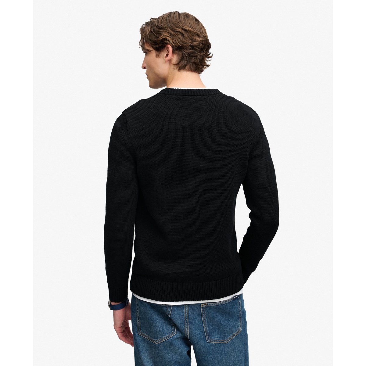 Pull en coton Preppy noir, SUPERDRY