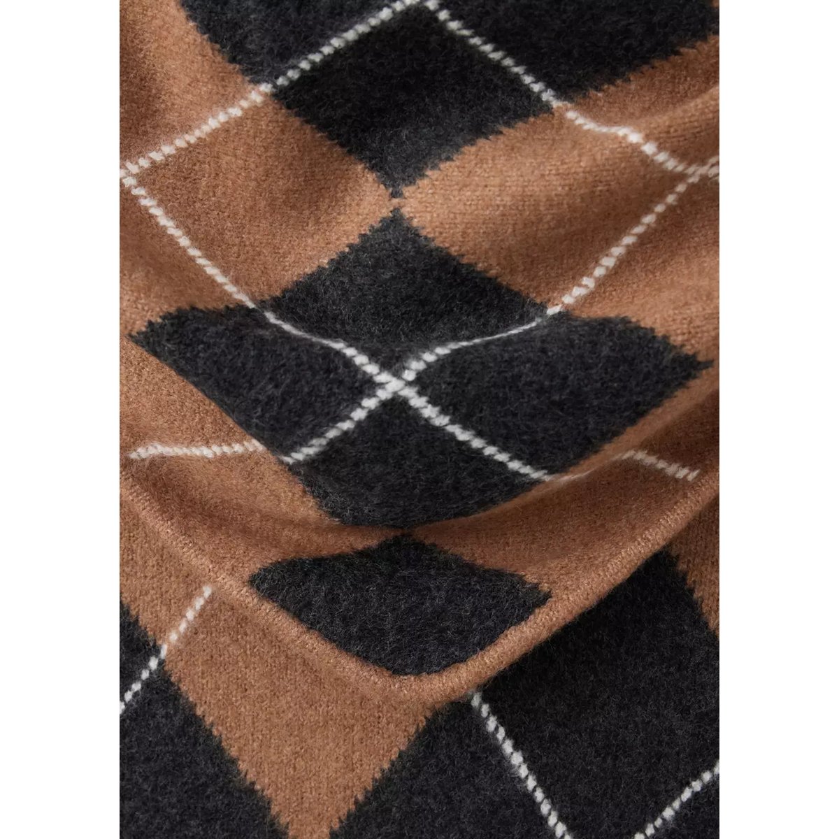 Cardigan losanges détail foulard marron moyen, MANGO