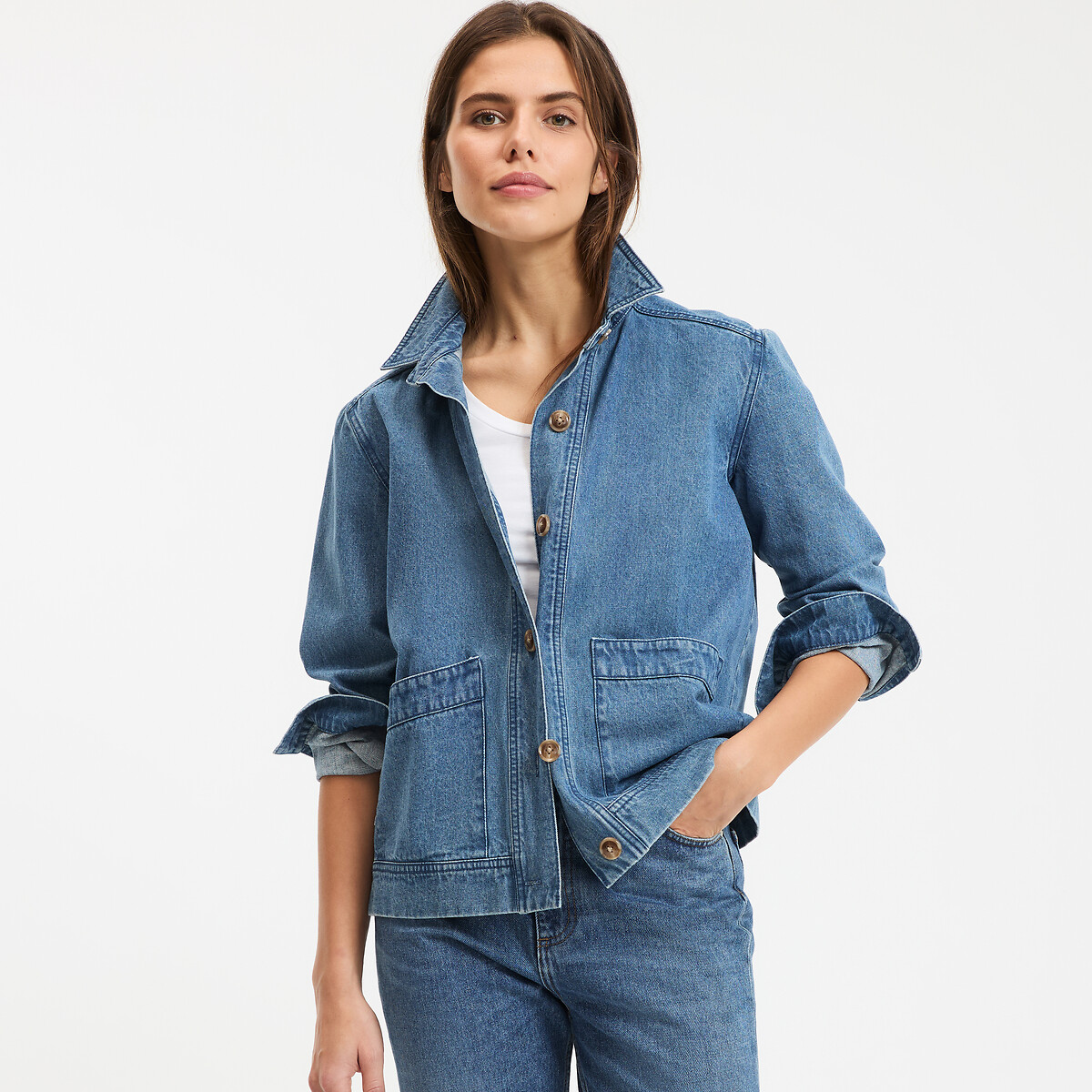 Chaqueta vaquera amplia, Signature LEONY azul stone, LA REDOUTE COLLECTIONS