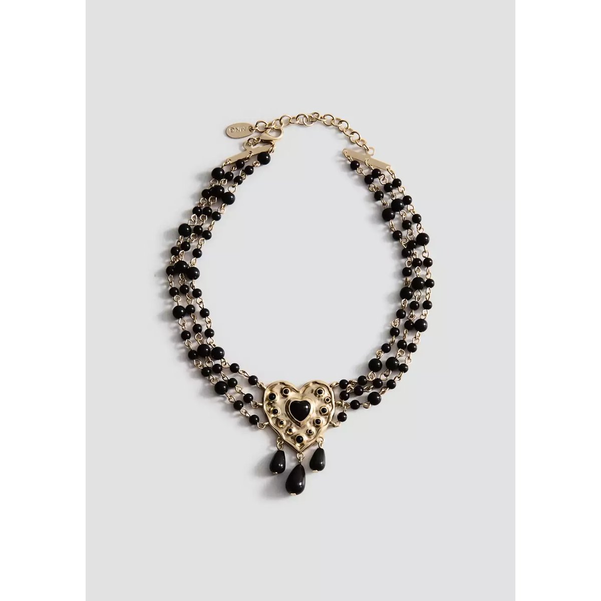 Collier cœurs en perles or, MANGO