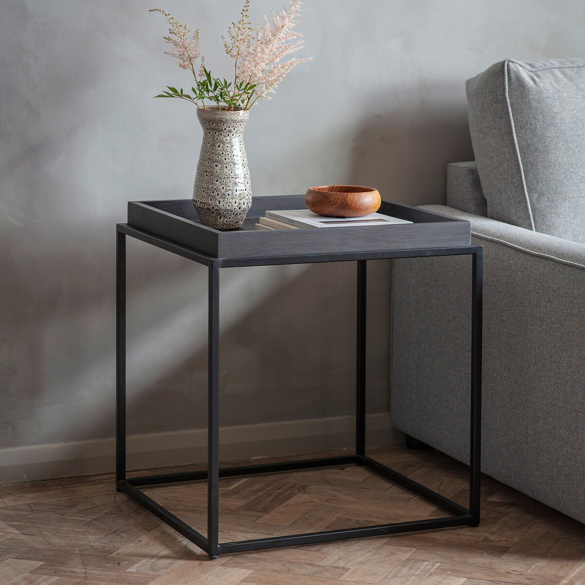 Sirsa Industrial Tray Side Table black, SO'HOME