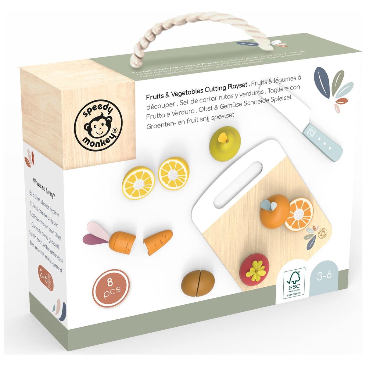 Planche fruits et légumes à découper multicolore, SPEEDY MONKEY