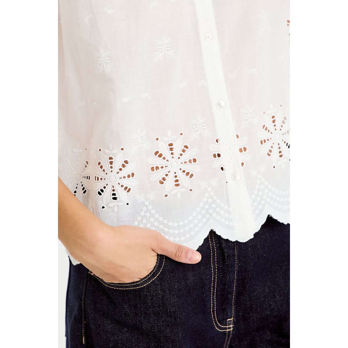 Chemise droite col classique manches 3/4 ecru, CACHE CACHE