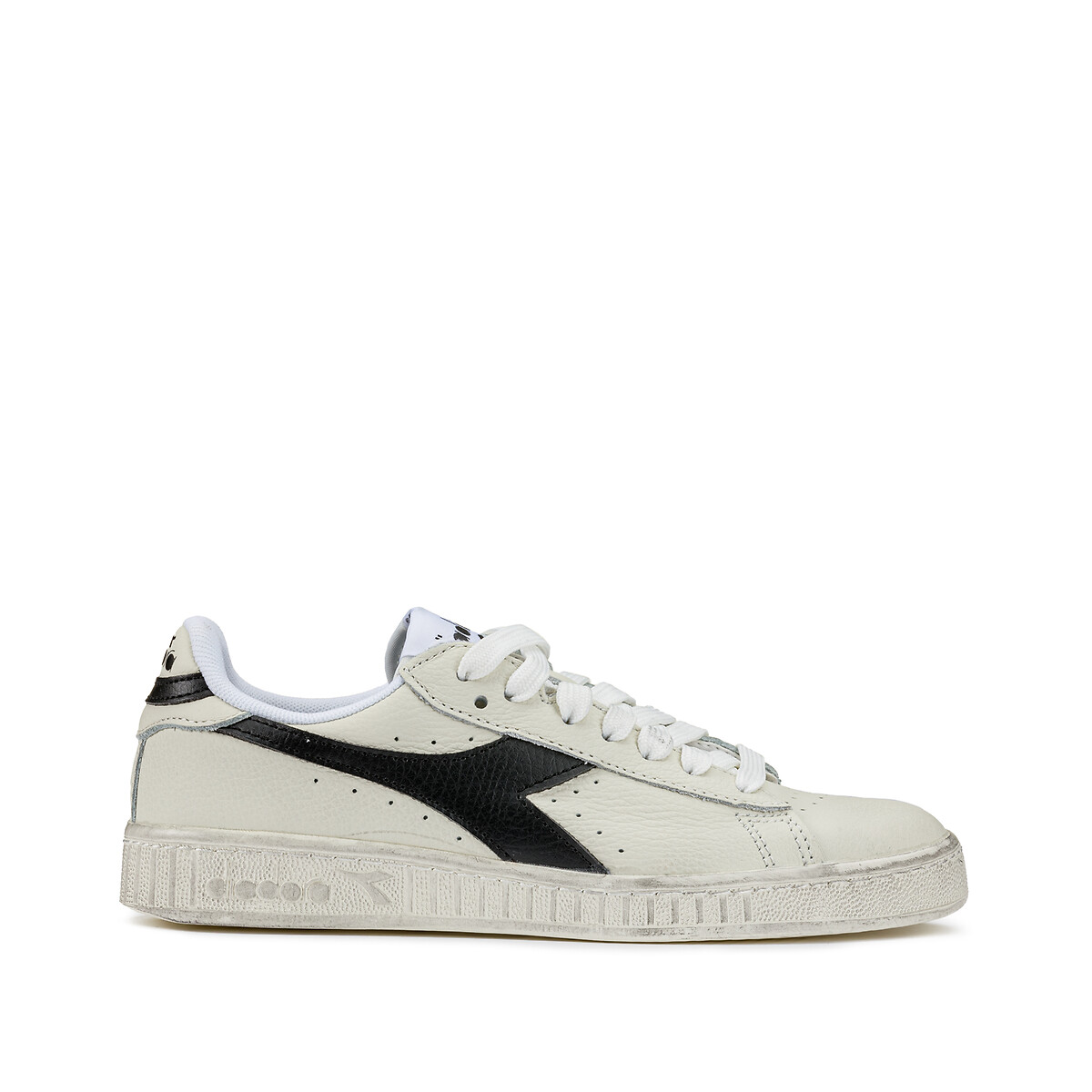 Baskets cuir Game L Low Waxed  blanc/noir, DIADORA