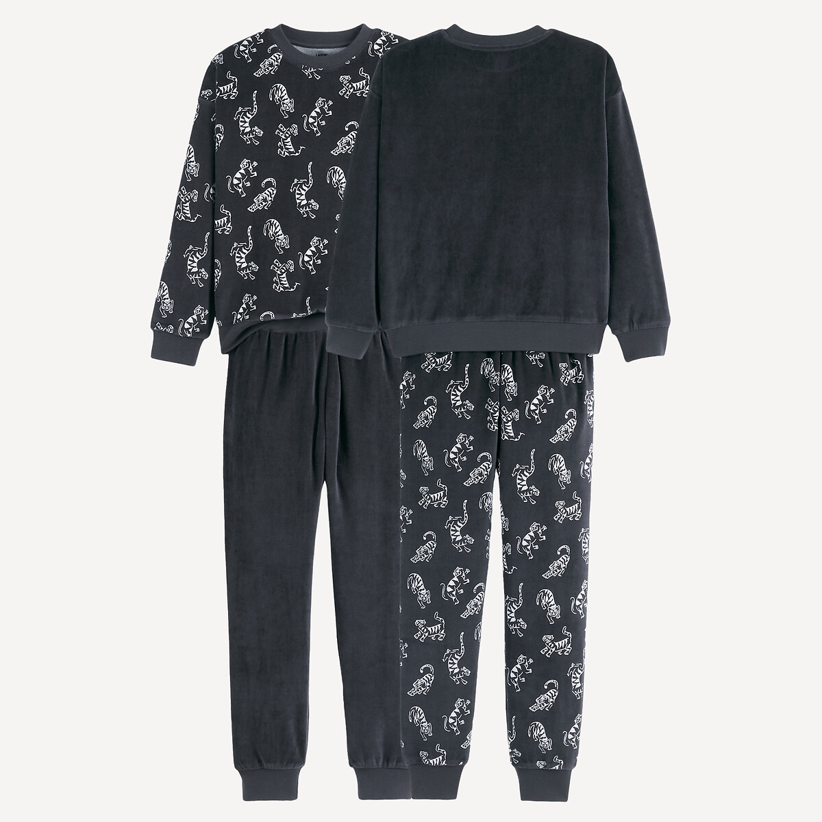 Lot de 2 pyjamas velours, motifs phosphorescents noir, LA REDOUTE COLLECTIONS