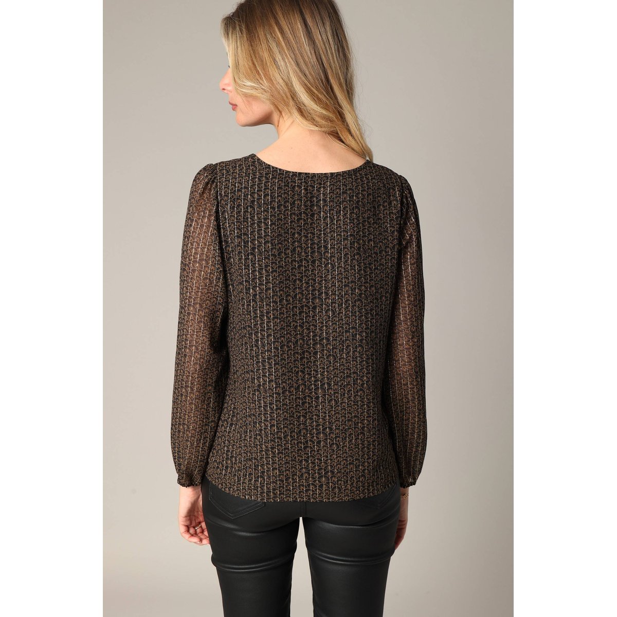 Blouse fluide à motif graphique ELLINA black, DEELUXE