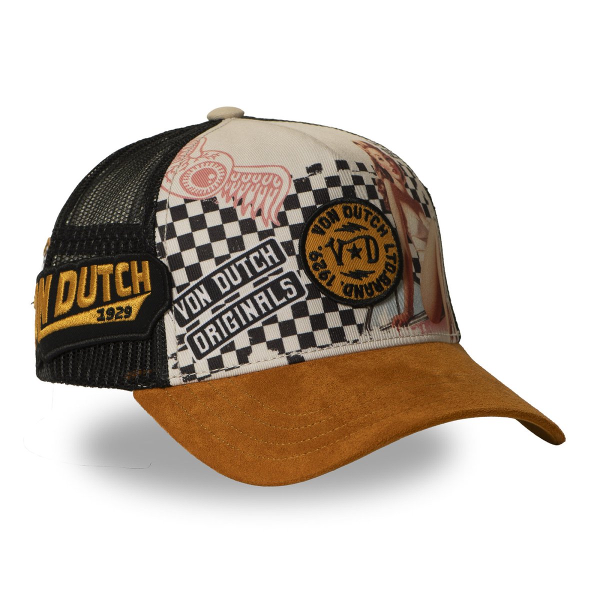 Casquette trucker SUBLI marron/orange/noir/beige/rose, VON DUTCH