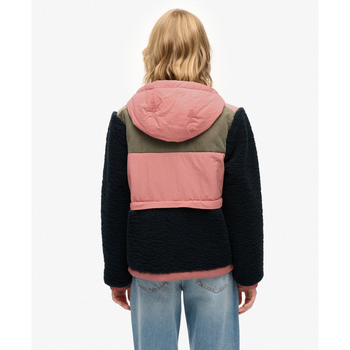Veste Sherpa à Capuche en Polaire bleu marine éclipse, SUPERDRY