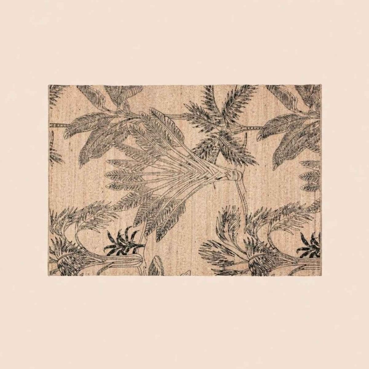 Tapis en jute imprimé jungle 120x170cm beige, ORNAMI