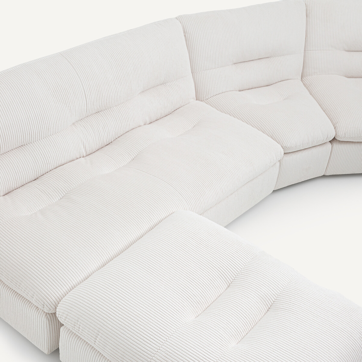 Sillón rinconero modular de Poliéster acanalado, Giuliano crema, AM.PM