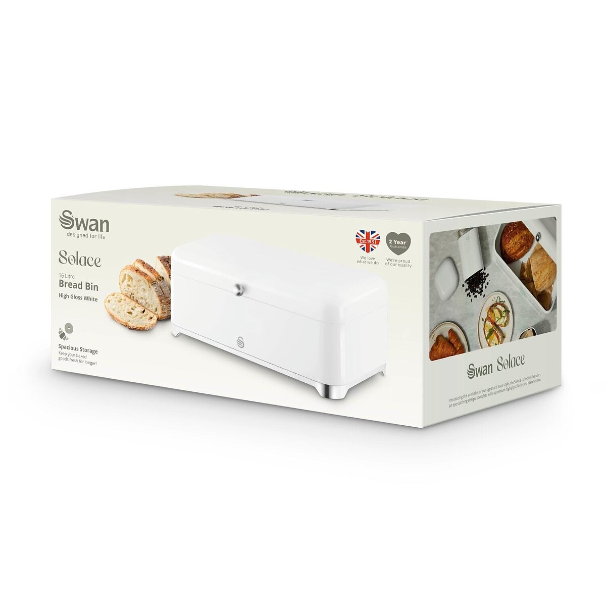 Solace Bread Bin white, SWAN