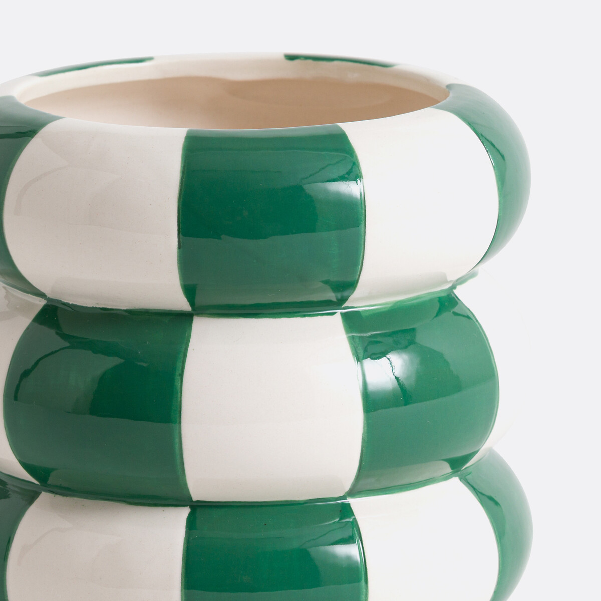 Konya 13cm Diameter Two-Tone Checkerboard Ceramic Flower Pot multi-coloured, LA REDOUTE INTERIEURS