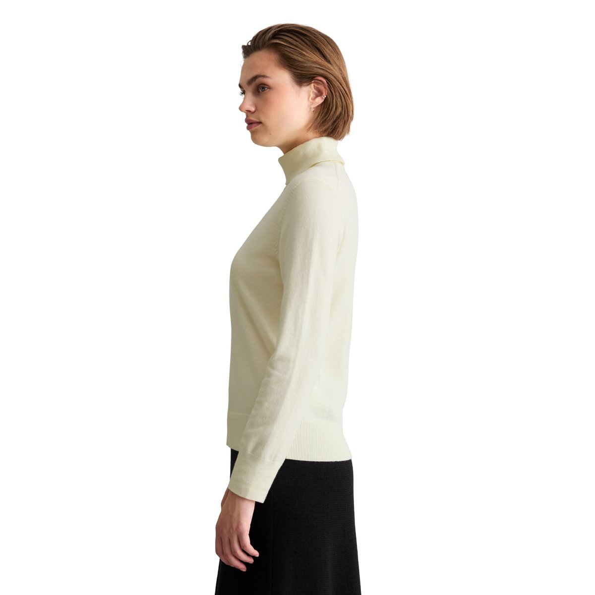 Pull à col roulé regular en Soft Cotton Stretch blanc, MARC O’POLO DENIM