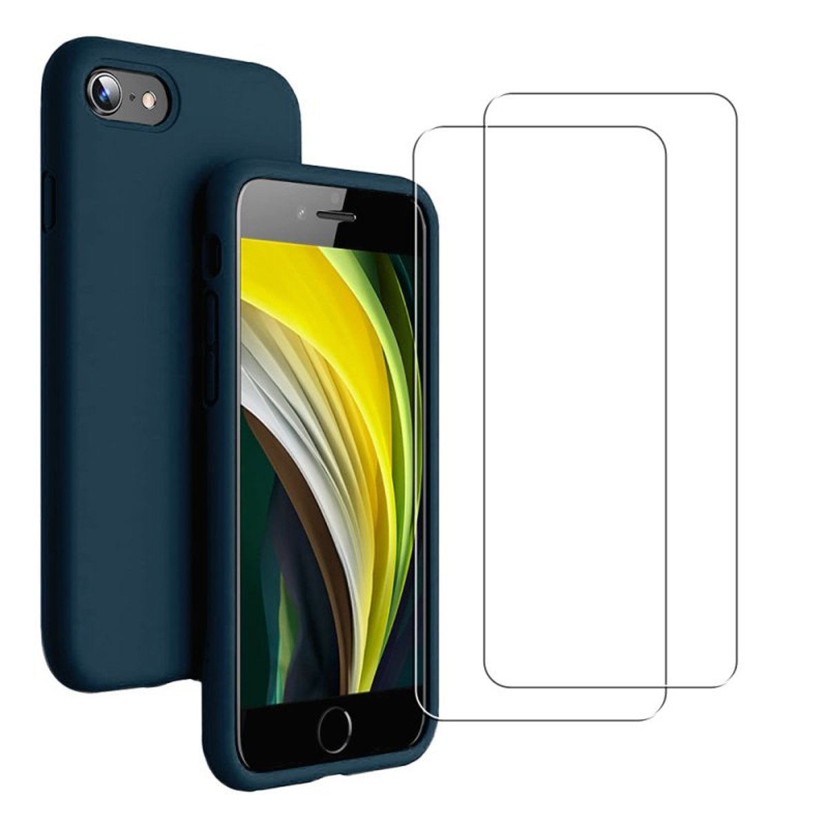 Coque iPhone Se 2020 / 2022 antichoc + 2 vitres bleu, EVETANE
