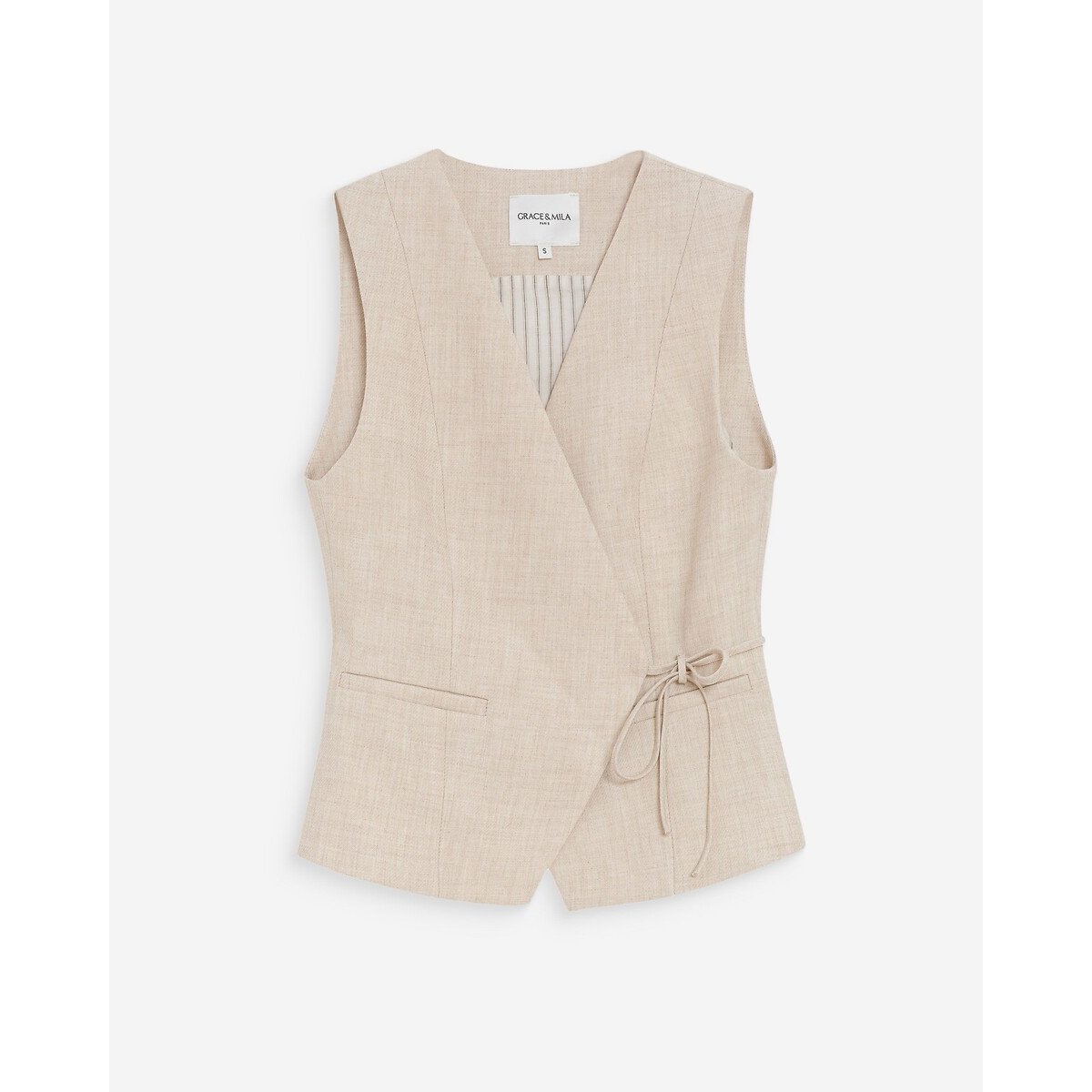 Gilet de tailleur croisé VILMONT beige, GRACE & MILA