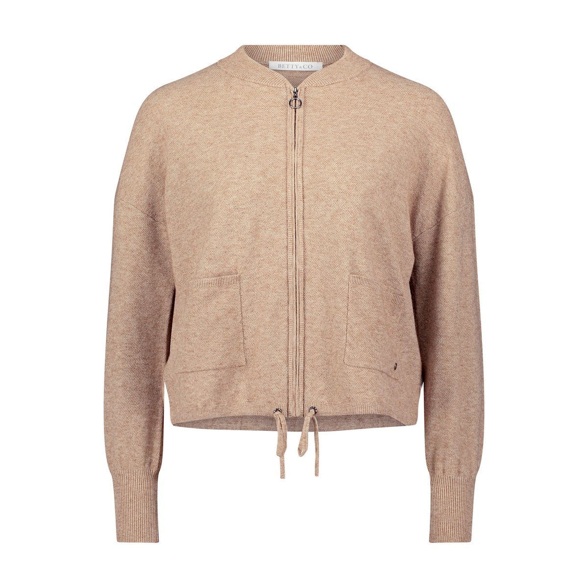 Cardigan en maille à fermeture zippée camel melange, BETTY & CO