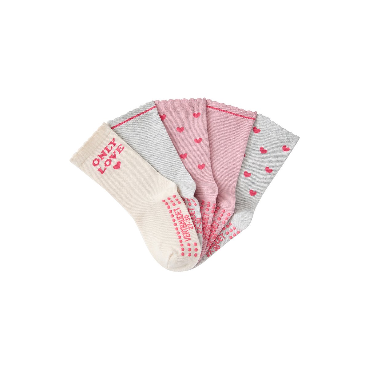 Lot de 5 chaussettes rose pâle, VERTBAUDET