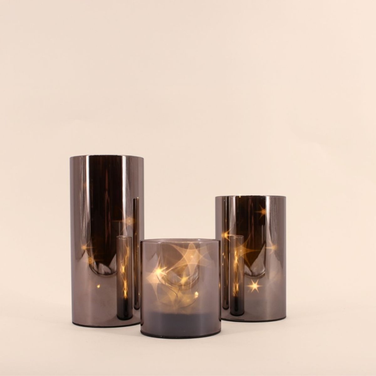 Coffret 3 lampes LED étoiles gris, HASHTAG DECO