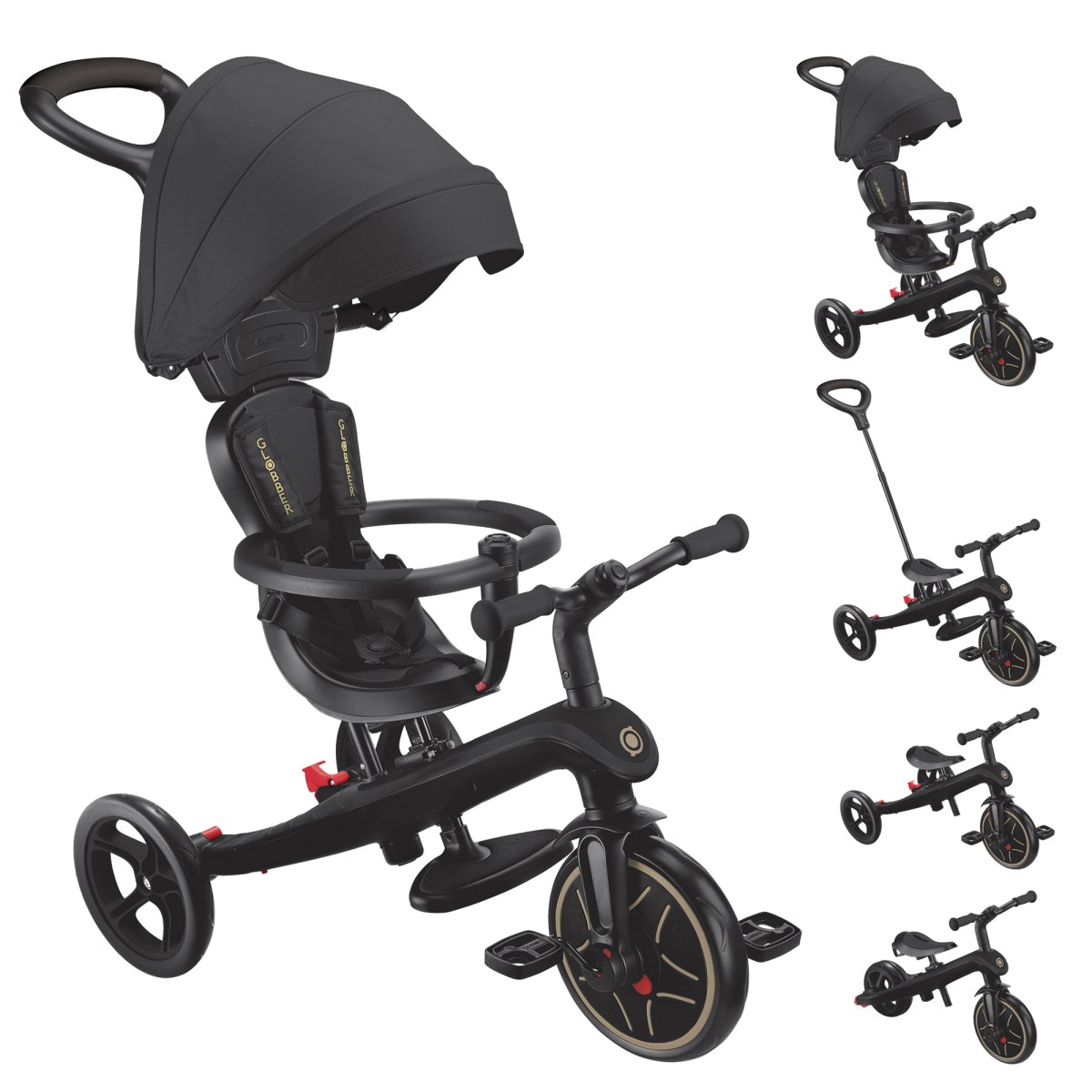 Tricycle évolutif pour bébé EXPLORER 4 en 1 noir, GLOBBER