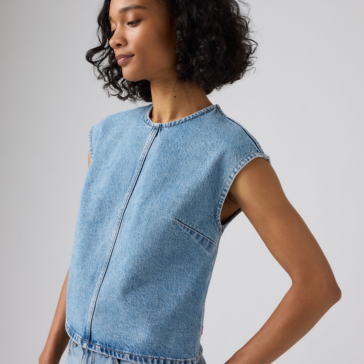 Blouse en denim col rond sans manches denim, LEVI'S