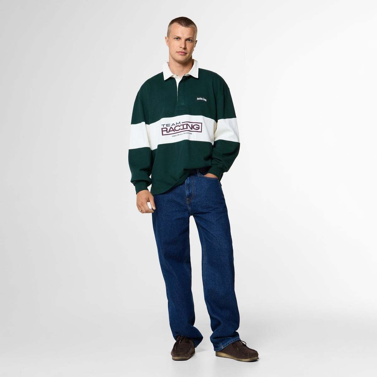 Red Bull Racing Polo Rugby Manches Longues Coupe Loose vert foncé, PEPE JEANS