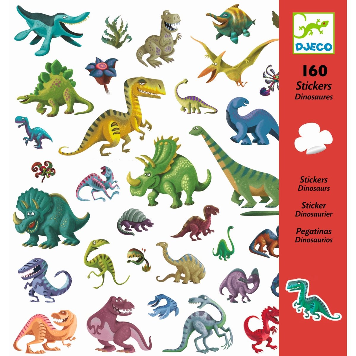 Stickers Autocollants Dinosaures rouge, DJECO
