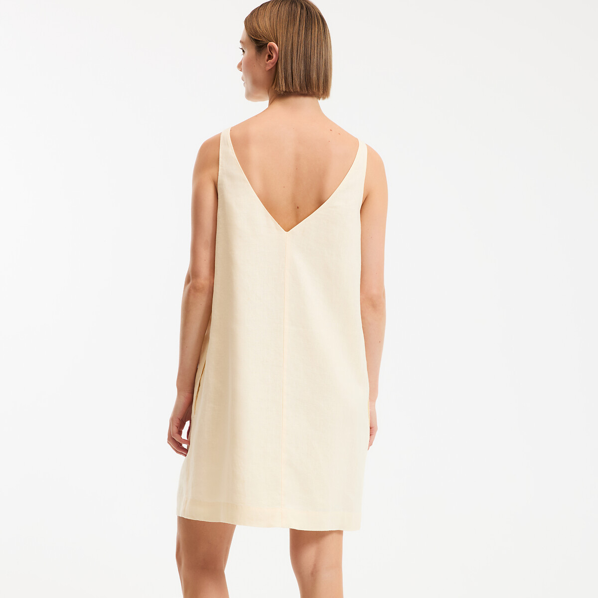 Robe droite en lin, courte, sans manches jaune, LA REDOUTE COLLECTIONS