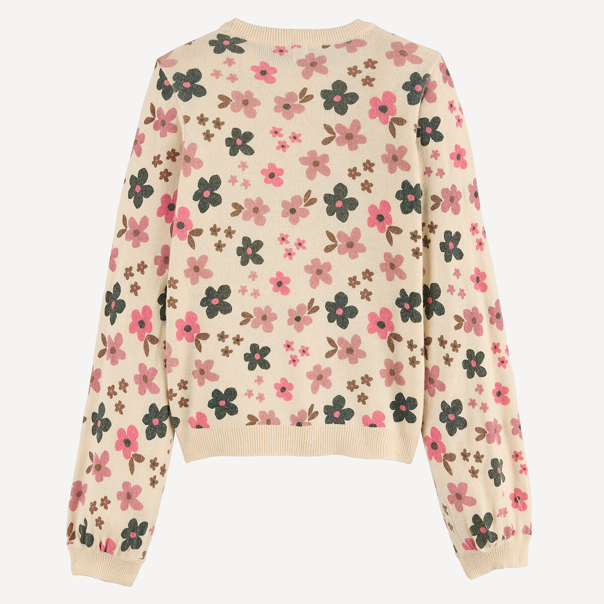 Animal/Floral Print Fine Knit Crew Neck Jumper floral print, LA REDOUTE COLLECTIONS
