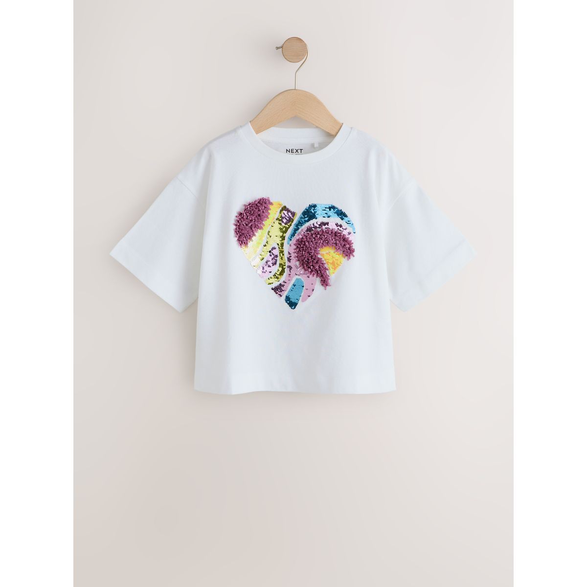 T-shirt sequin heart cœur blanc, NEXT