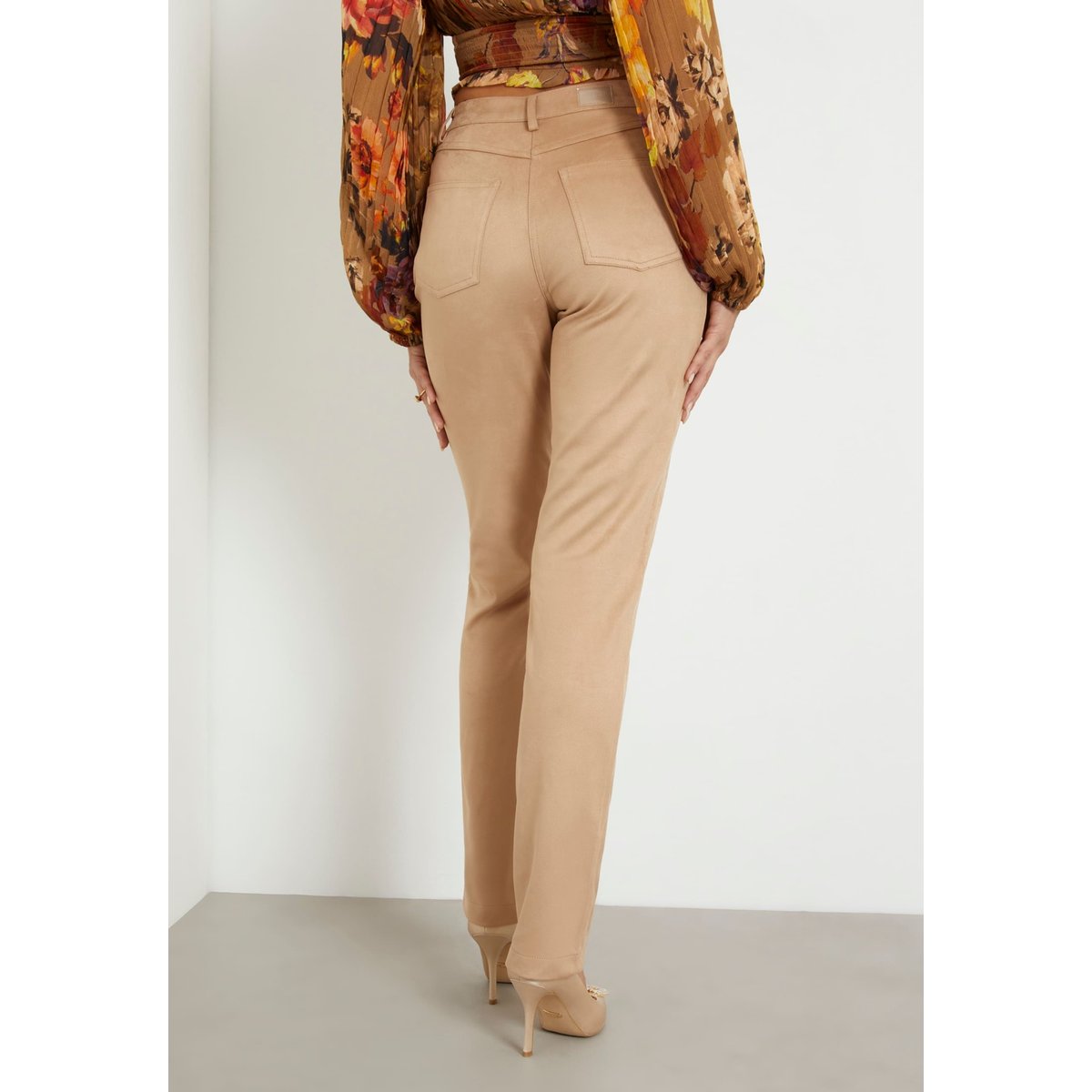 Pantalon Droit Daim Synthétique beige, GUESS