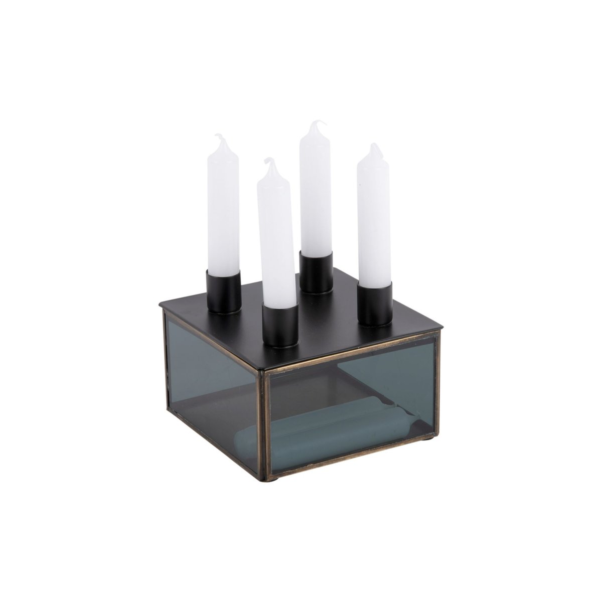 Chandelier Verre BOXED SQUARE noir mat, PRESENT TIME