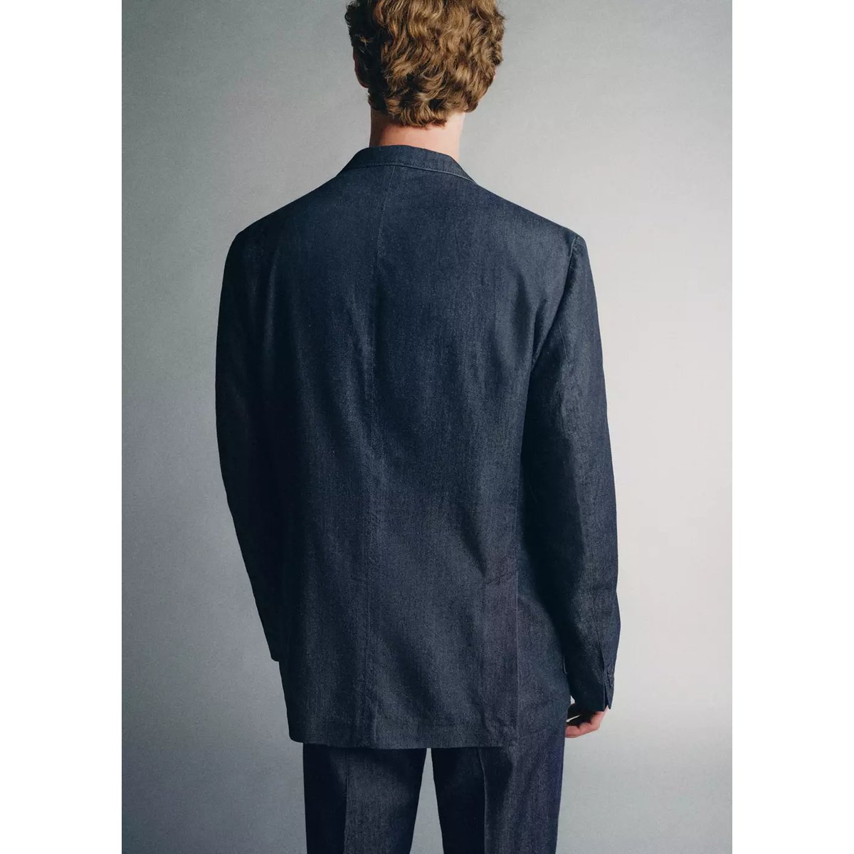 Blazer denim en lyocell et coton italien bleu indigo, MANGO MAN