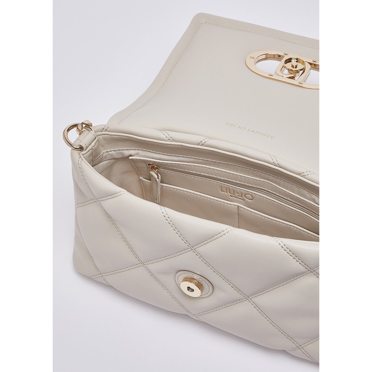 Sac LaPuffy moyen avec design matelassé crème, LIU JO