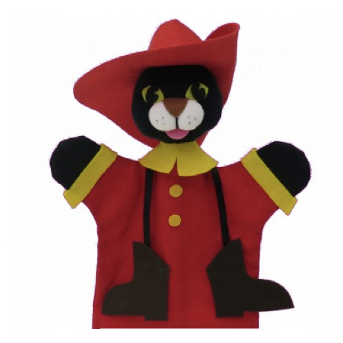 Marionnette Chat Botte 32 cm rouge, BASS & BASS